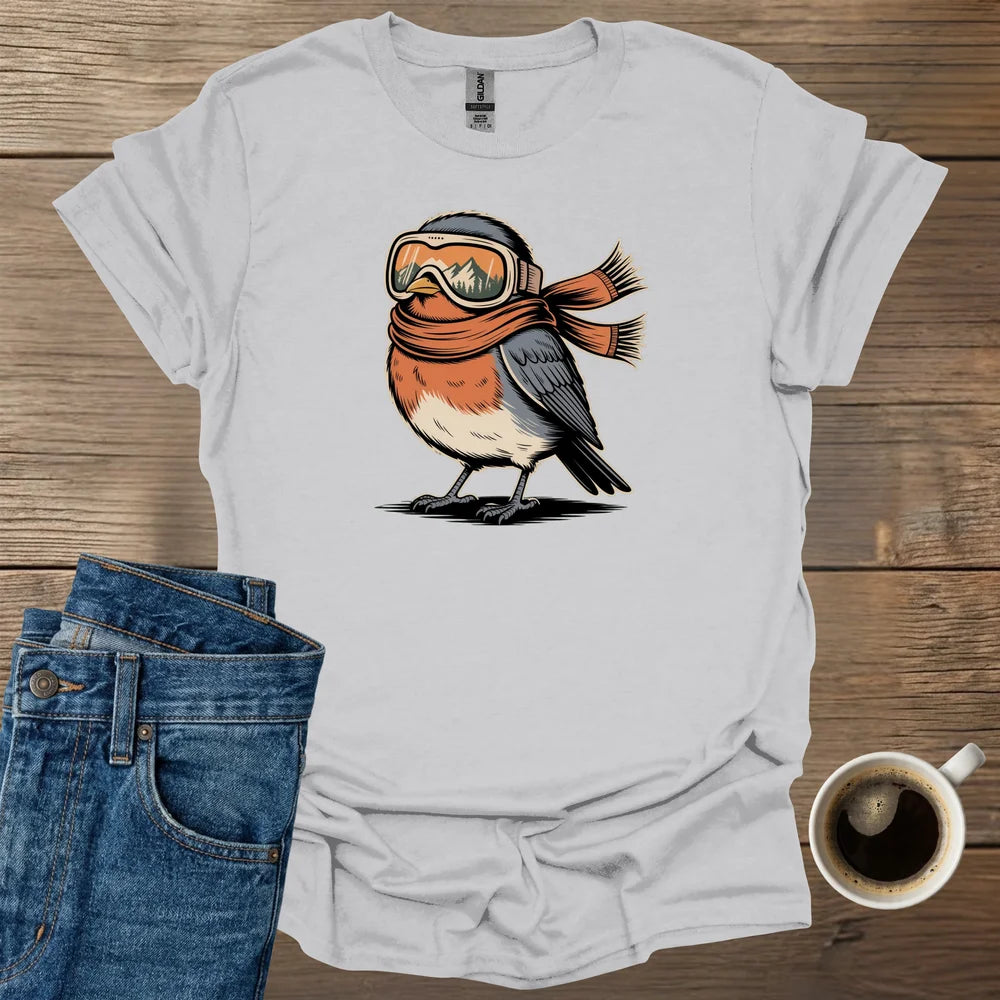 Plump Robin With Winter Googles T-Shirt