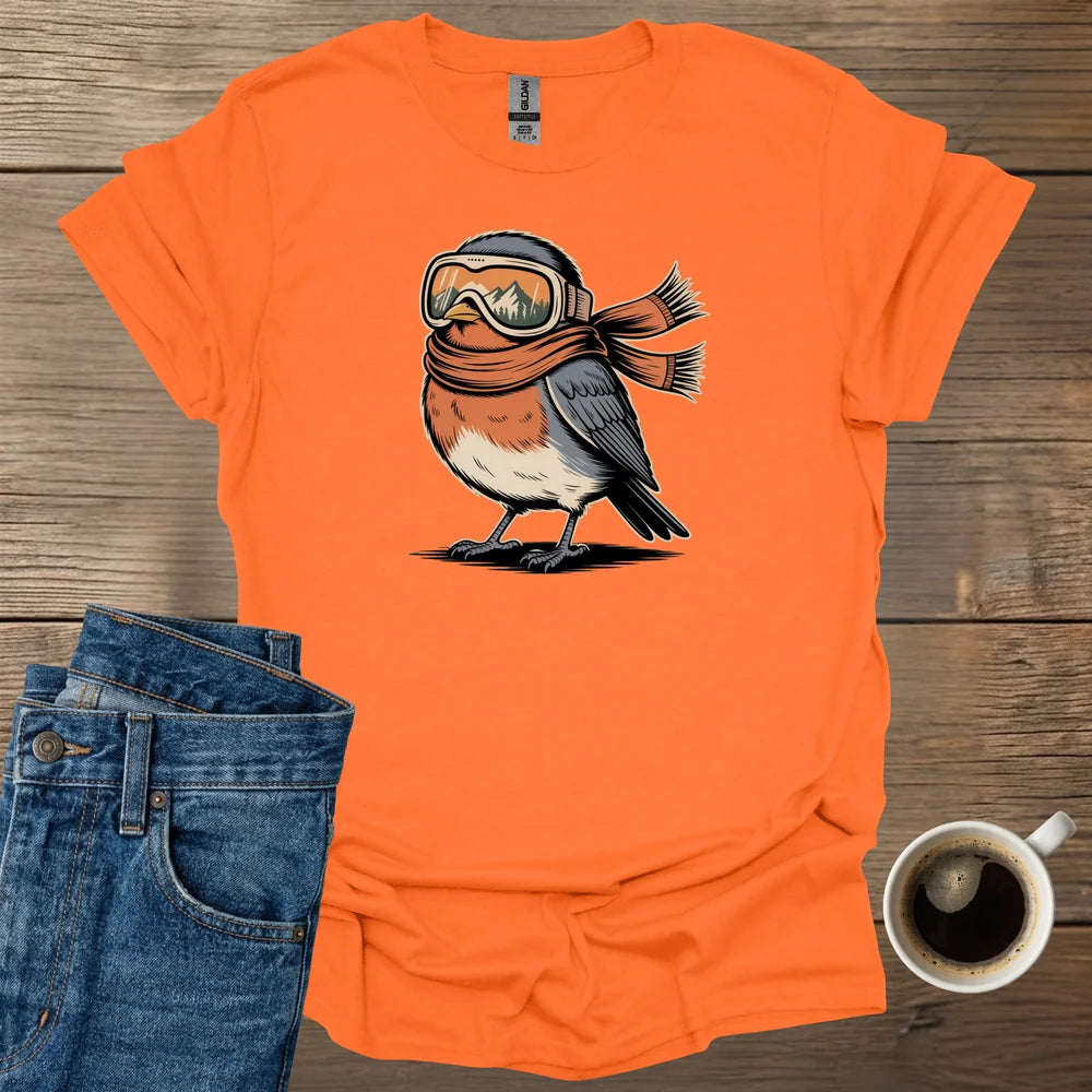 Plump Robin With Winter Googles T-Shirt
