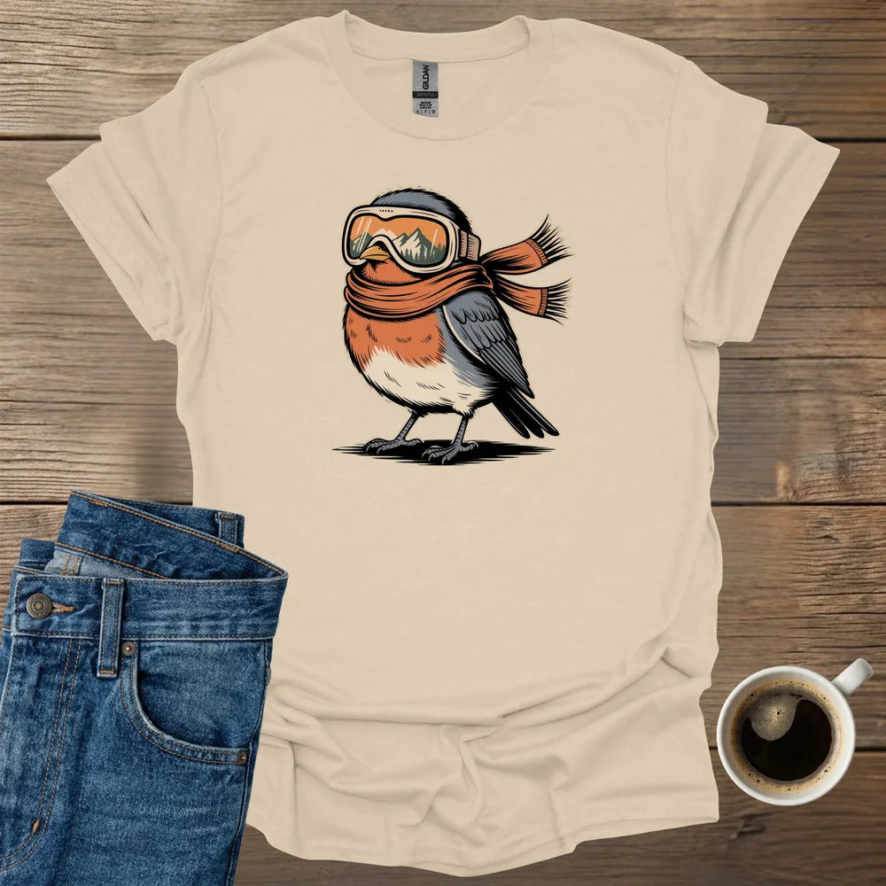 Plump Robin With Winter Googles T-Shirt