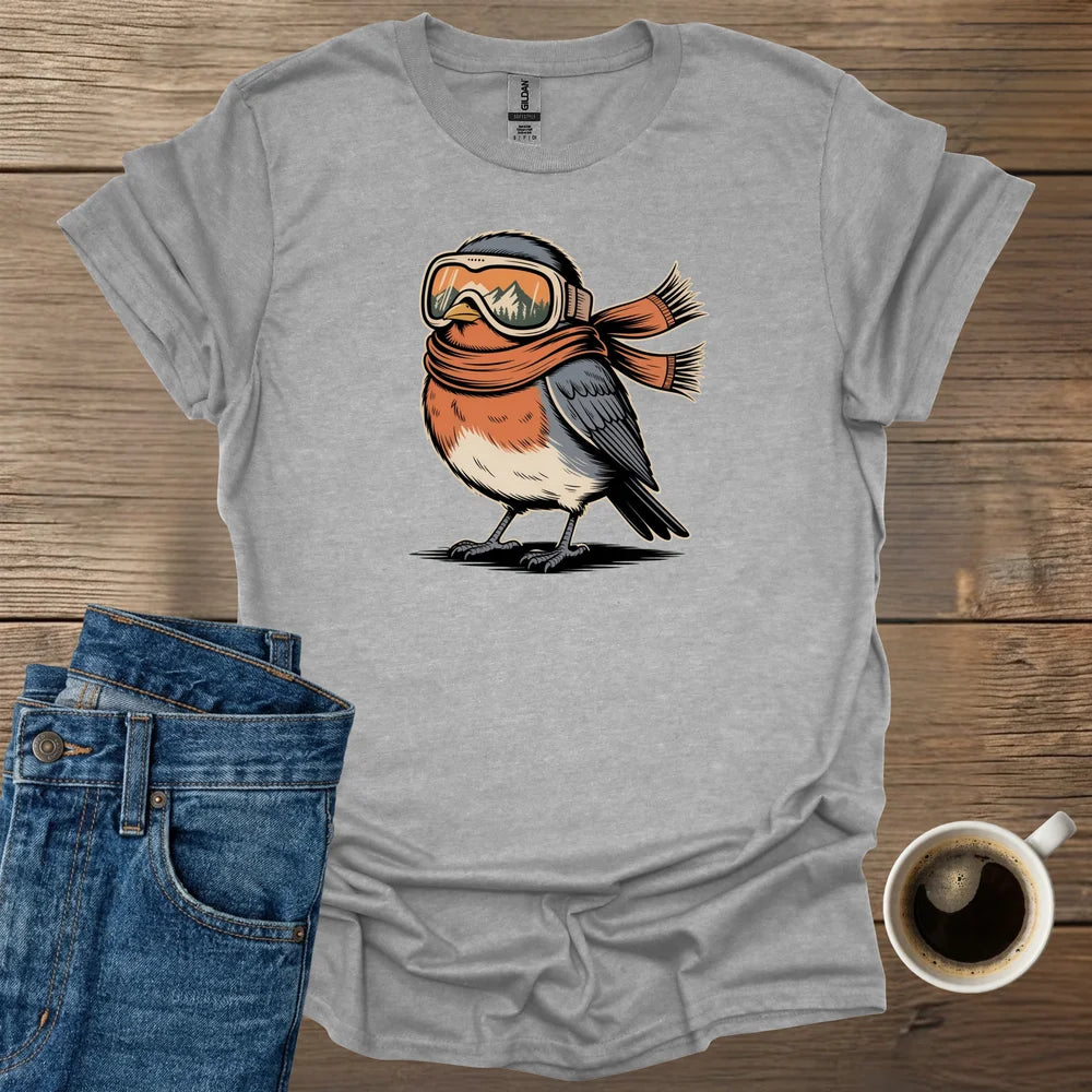 Plump Robin With Winter Googles T-Shirt