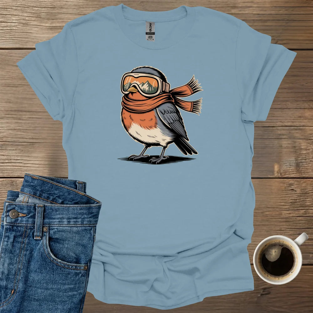 Plump Robin With Winter Googles T-Shirt