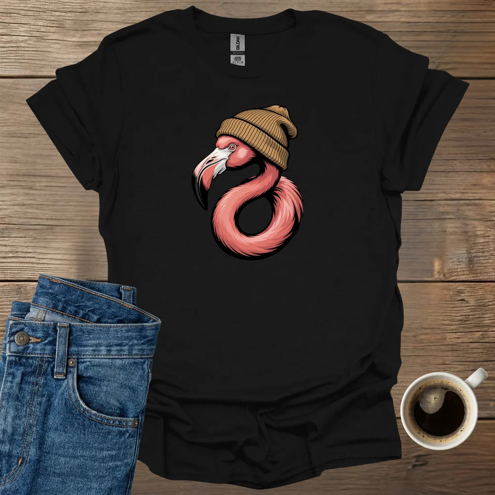 Flamingo Wearing Beanie T-Shirt