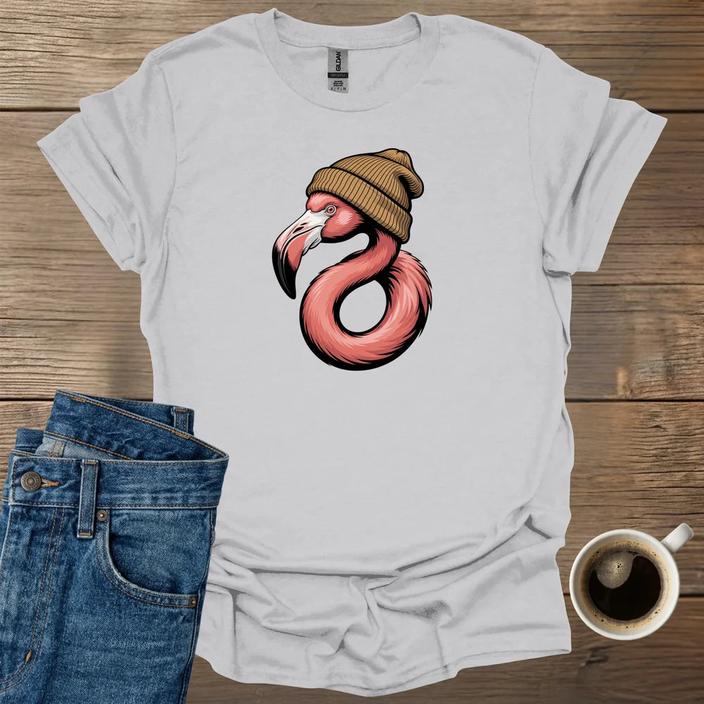 Flamingo Wearing Beanie T-Shirt