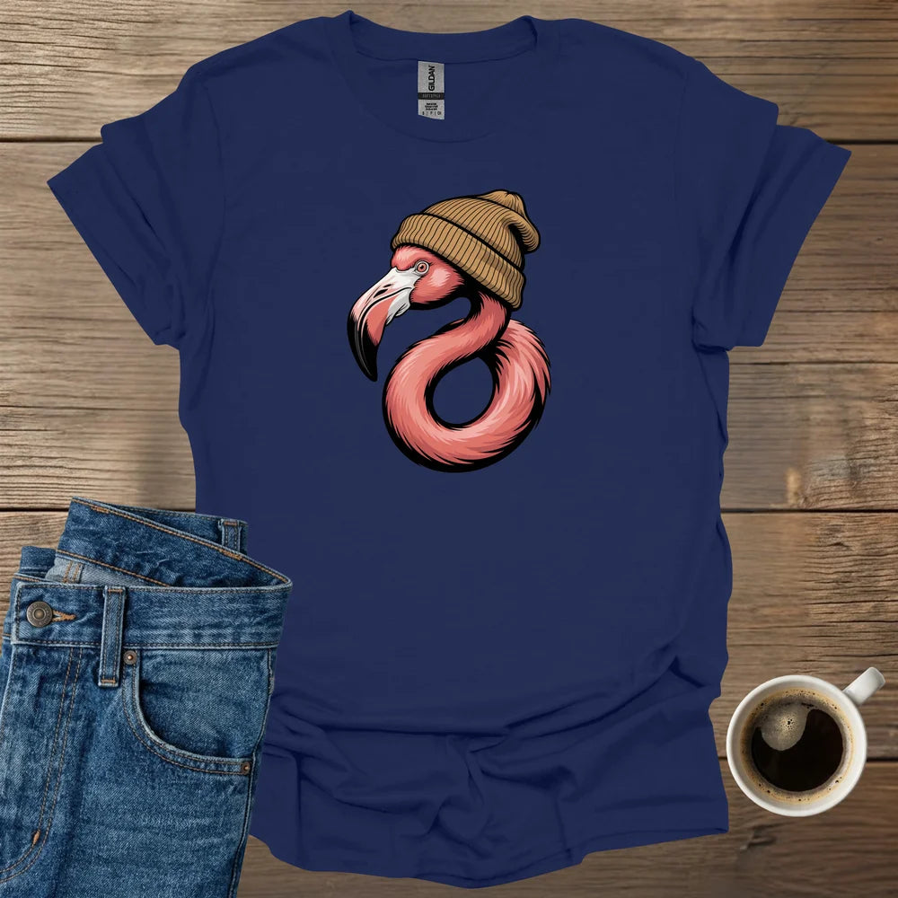 Flamingo Wearing Beanie T-Shirt