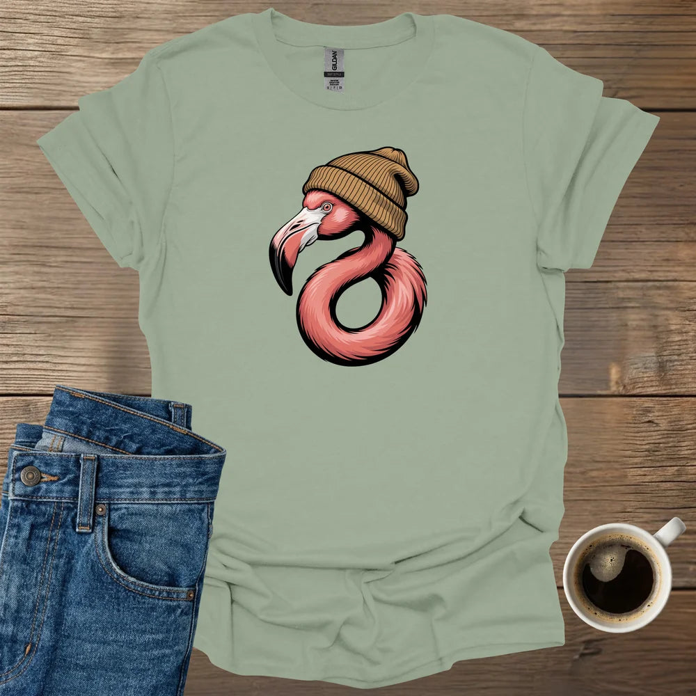 Flamingo Wearing Beanie T-Shirt