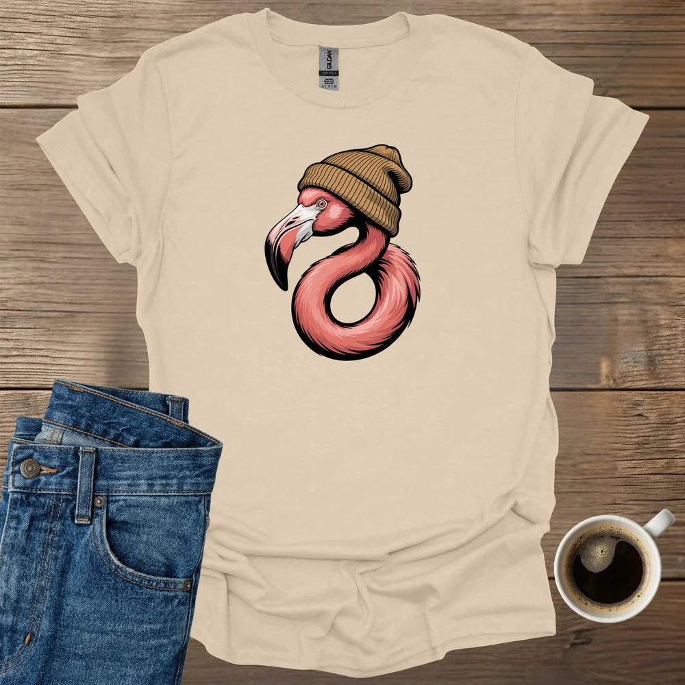 Flamingo Wearing Beanie T-Shirt