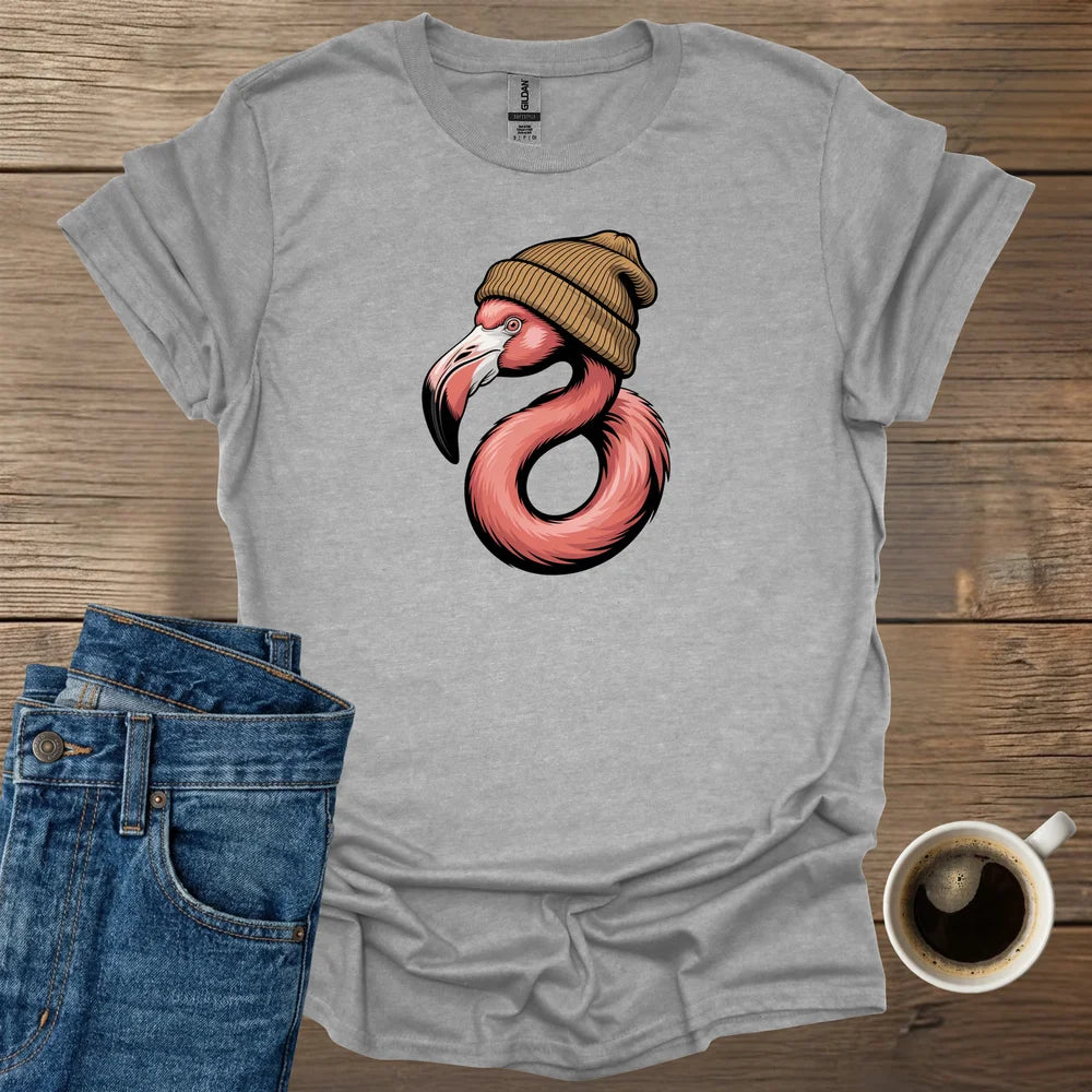 Flamingo Wearing Beanie T-Shirt