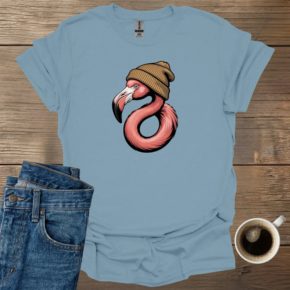 Flamingo Wearing Beanie T-Shirt