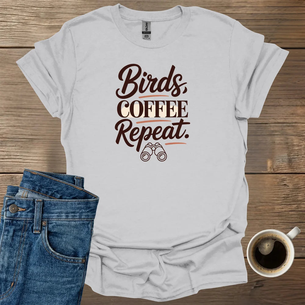 Birds Coffee Repeat T-Shirt