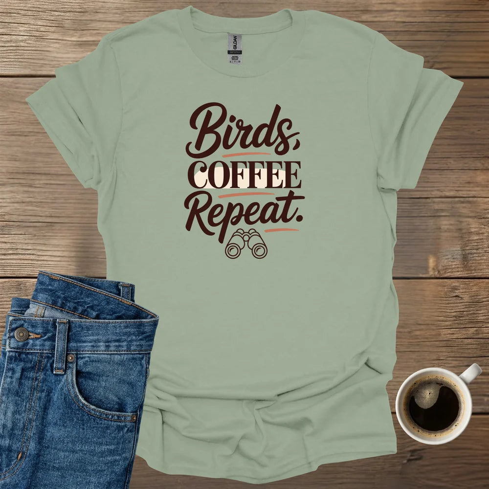 Birds Coffee Repeat T-Shirt