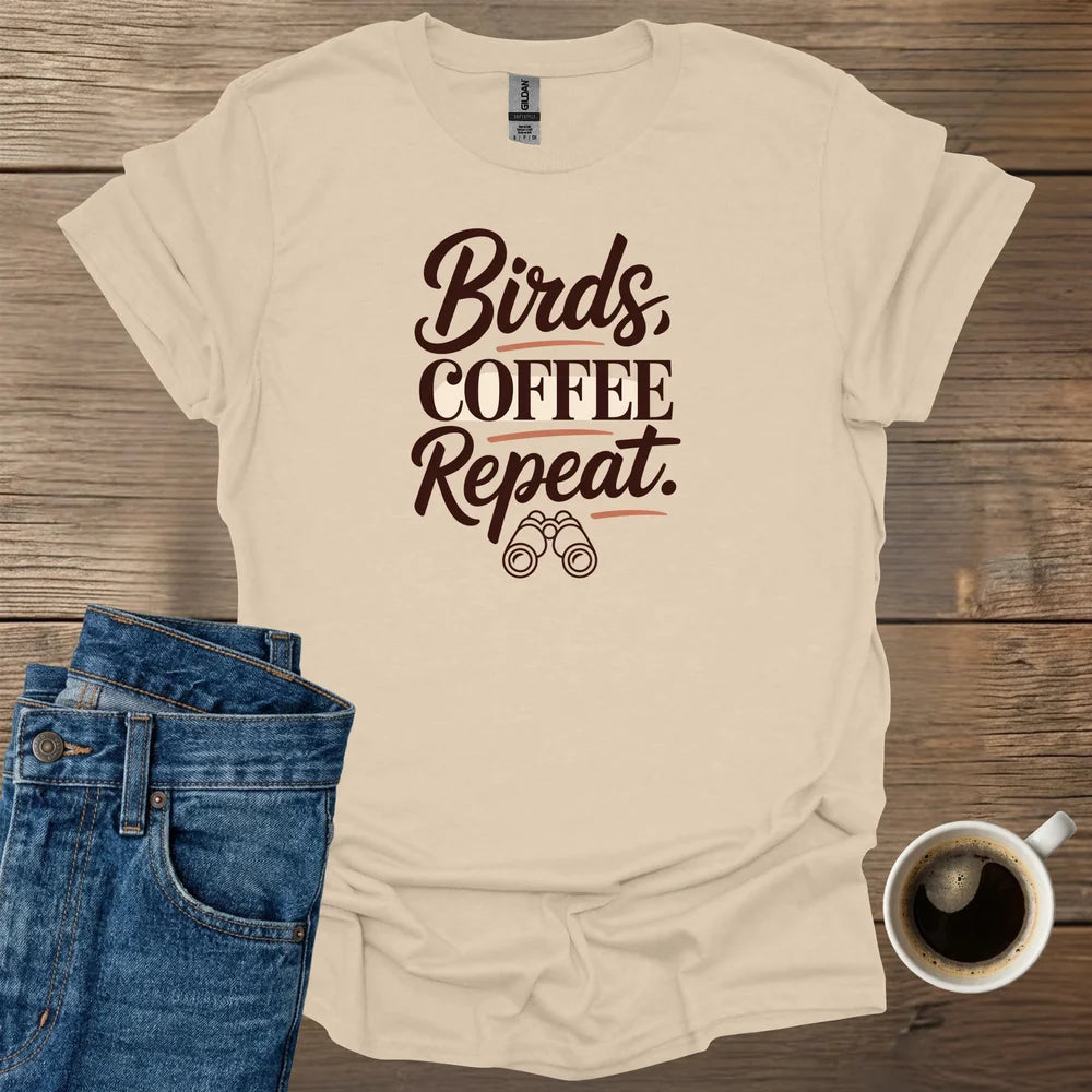 Birds Coffee Repeat T-Shirt