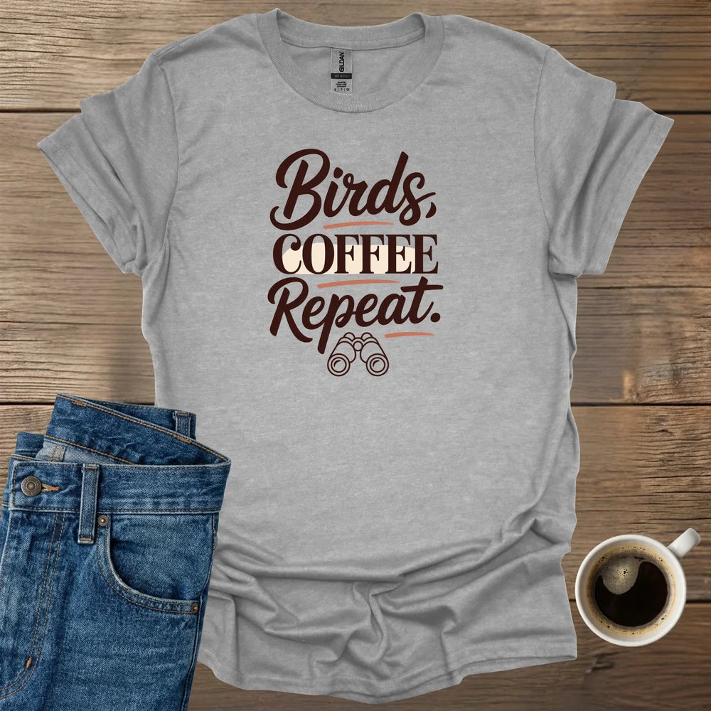 Birds Coffee Repeat T-Shirt
