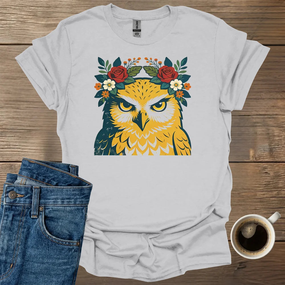 Owl With Flowers T-Shirt
