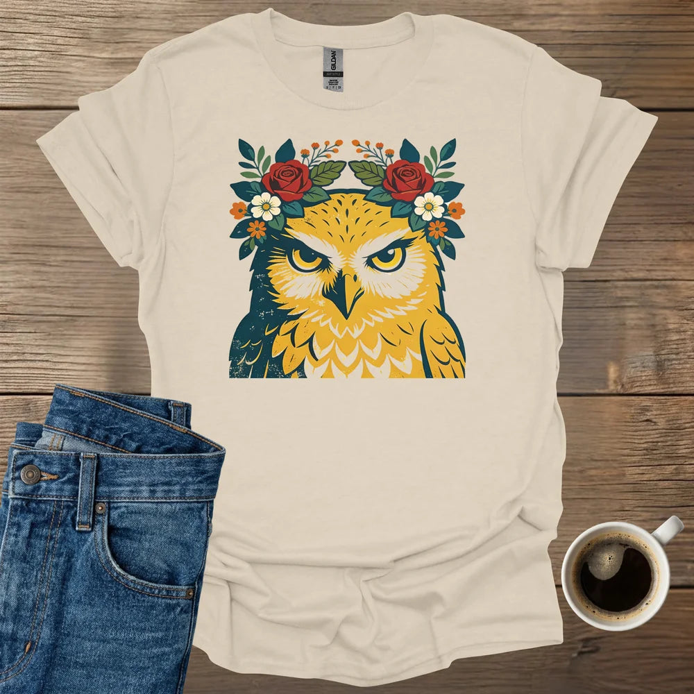 Owl With Flowers T-Shirt