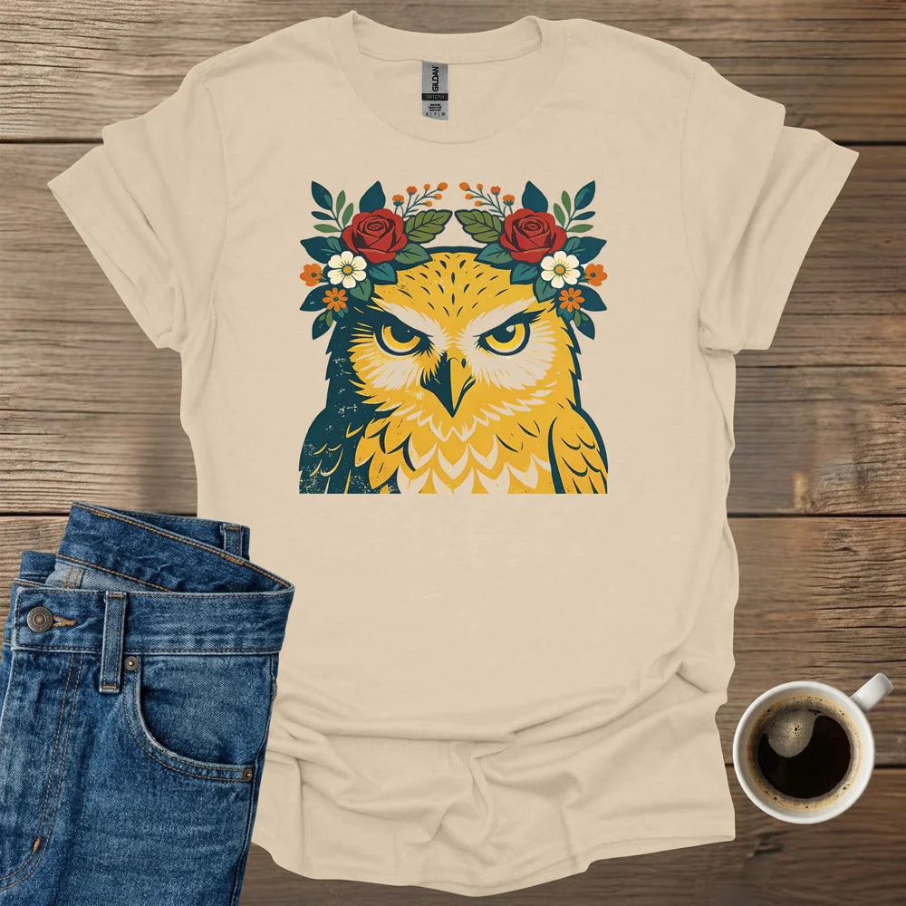 Owl With Flowers T-Shirt