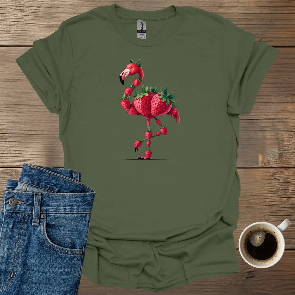 Strawberries Flamingo T-Shirt
