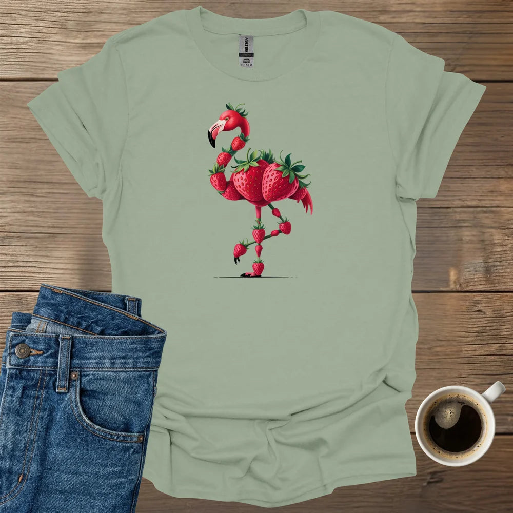Strawberries Flamingo T-Shirt