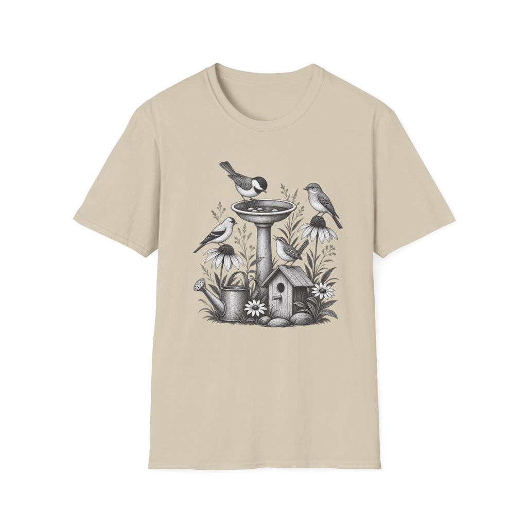 Vintage Bird Bath Garden T-Shirt