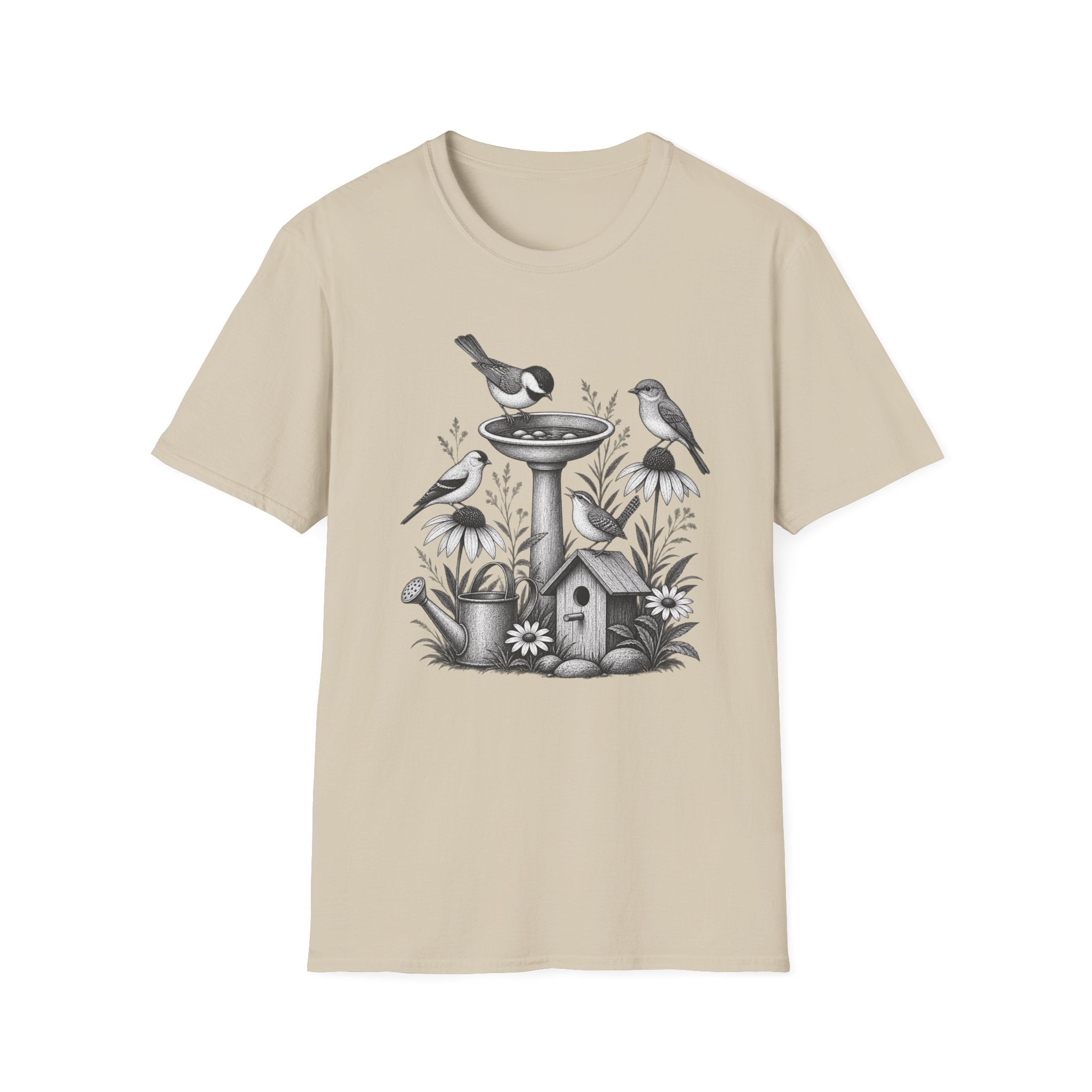 Vintage Bird Bath Garden T-Shirt