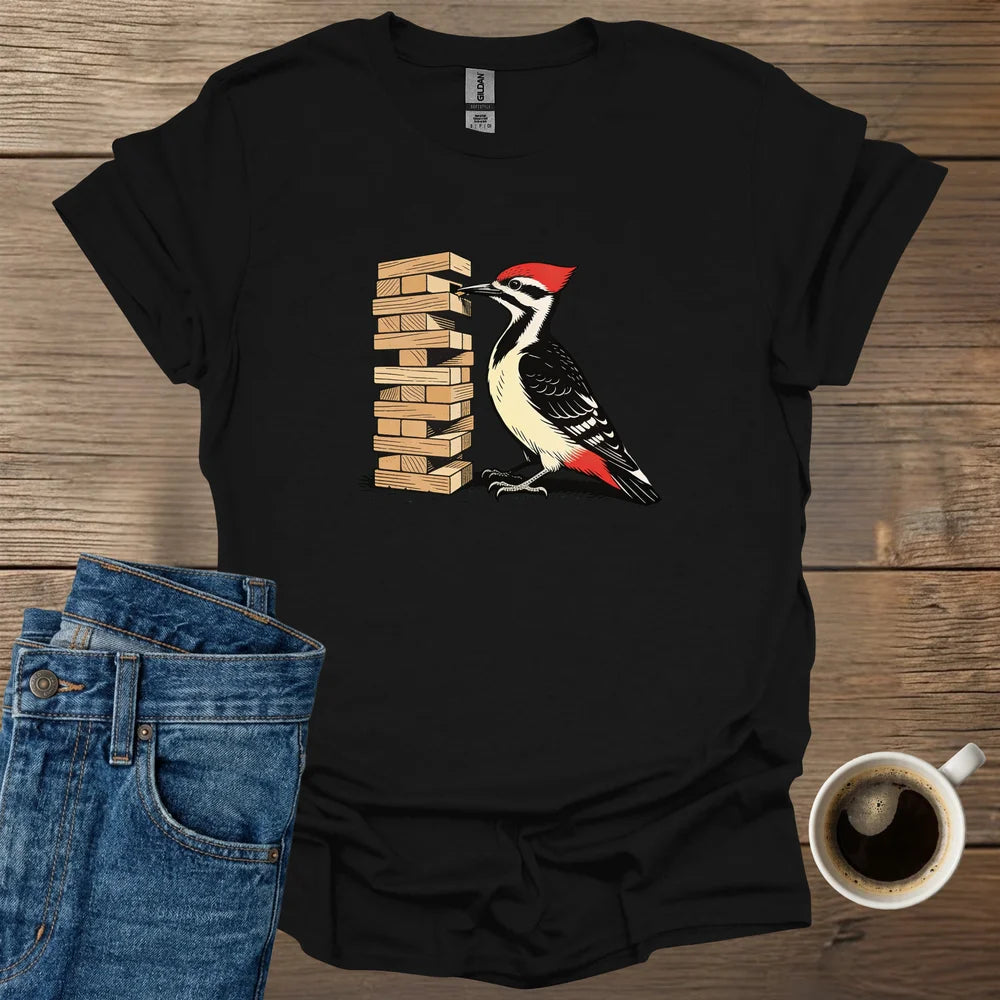 Woodpecker Playing Jenga T-Shirt