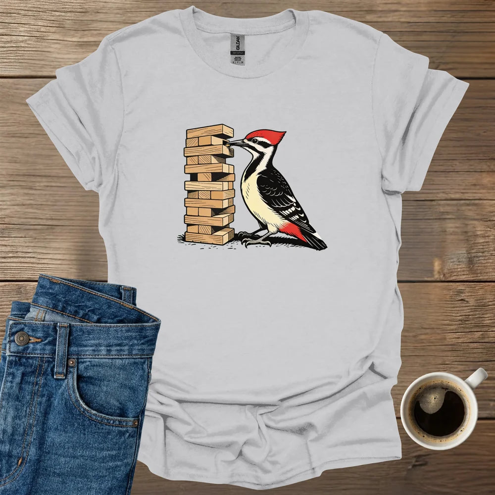 Woodpecker Playing Jenga T-Shirt