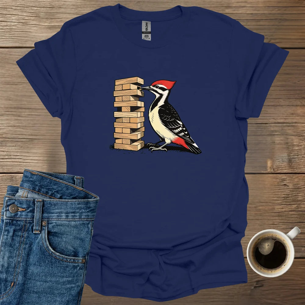 Woodpecker Playing Jenga T-Shirt