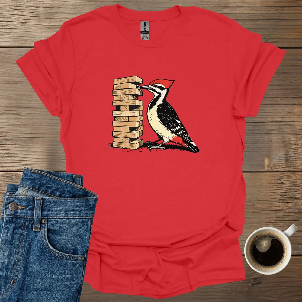 Woodpecker Playing Jenga T-Shirt