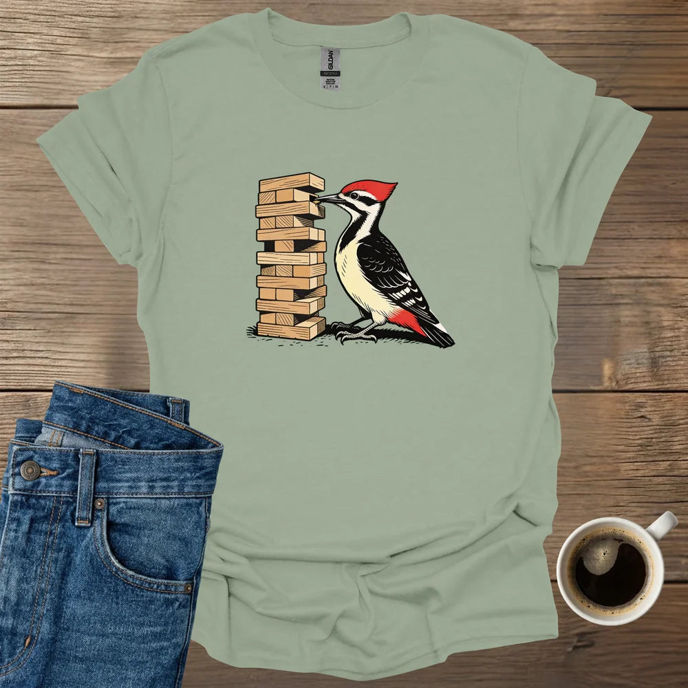 Woodpecker Playing Jenga T-Shirt