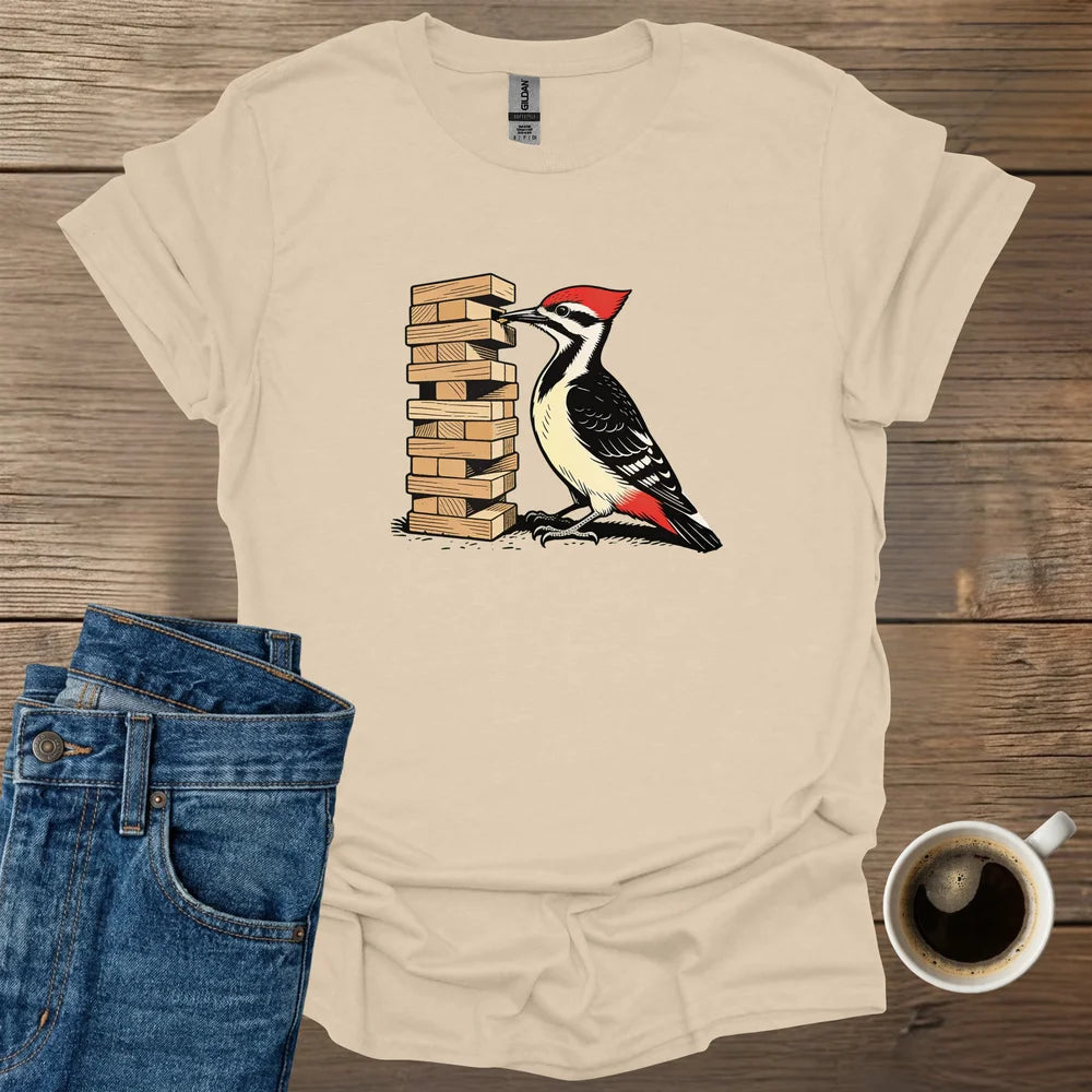 Woodpecker Playing Jenga T-Shirt