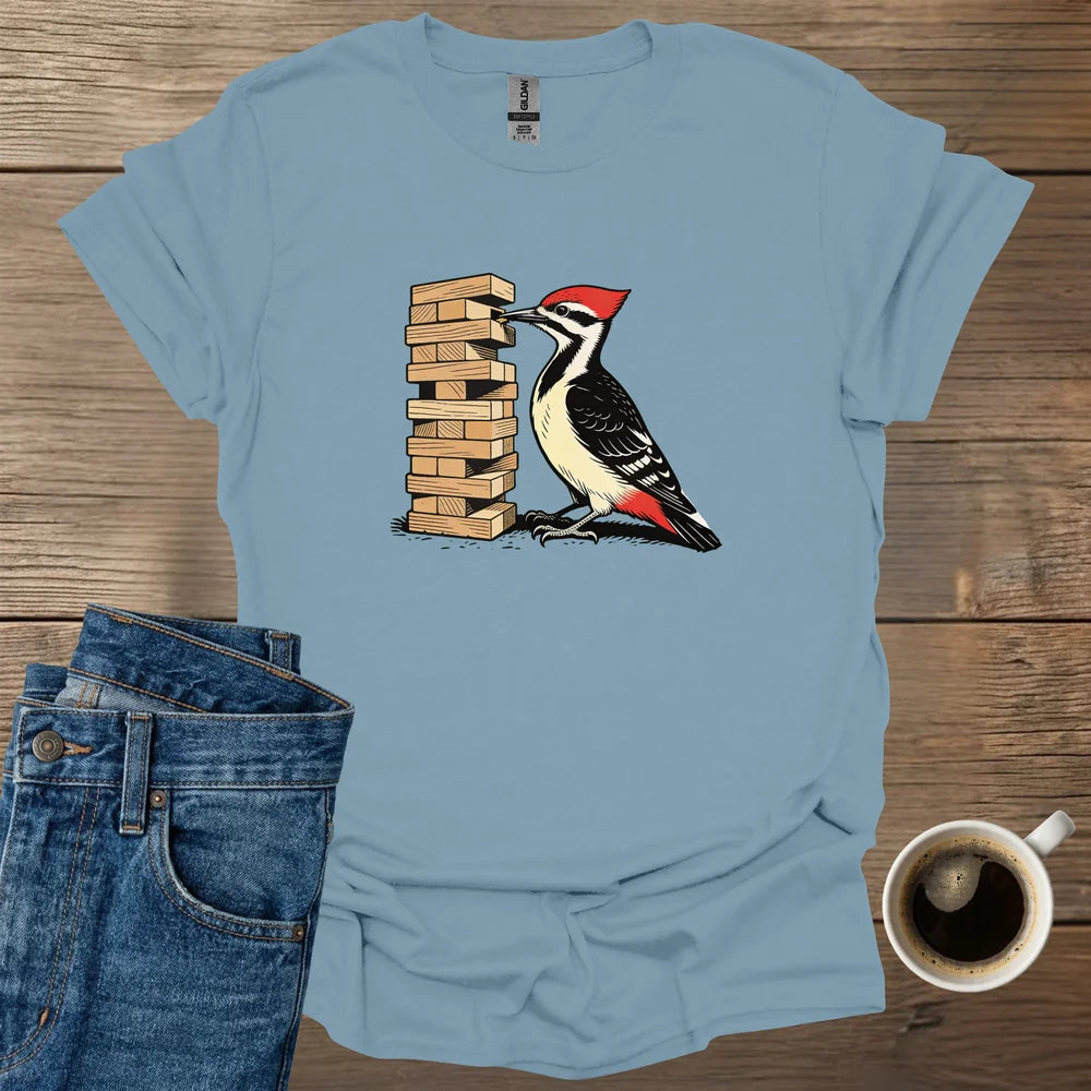 Woodpecker Playing Jenga T-Shirt