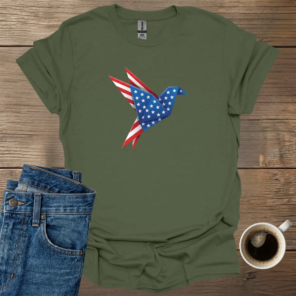 American Flag Bird Origami T-Shirt