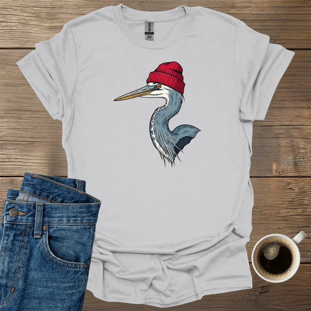 Blue Heron Red Wool Hat T-Shirt