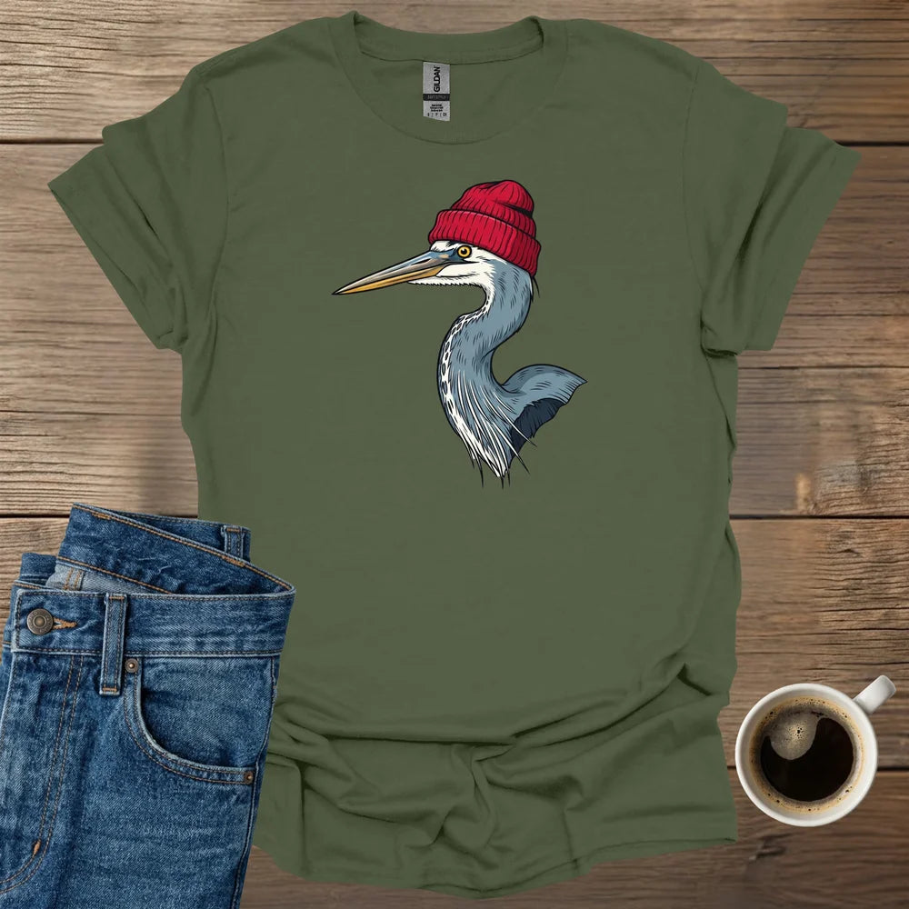 Blue Heron Red Wool Hat T-Shirt