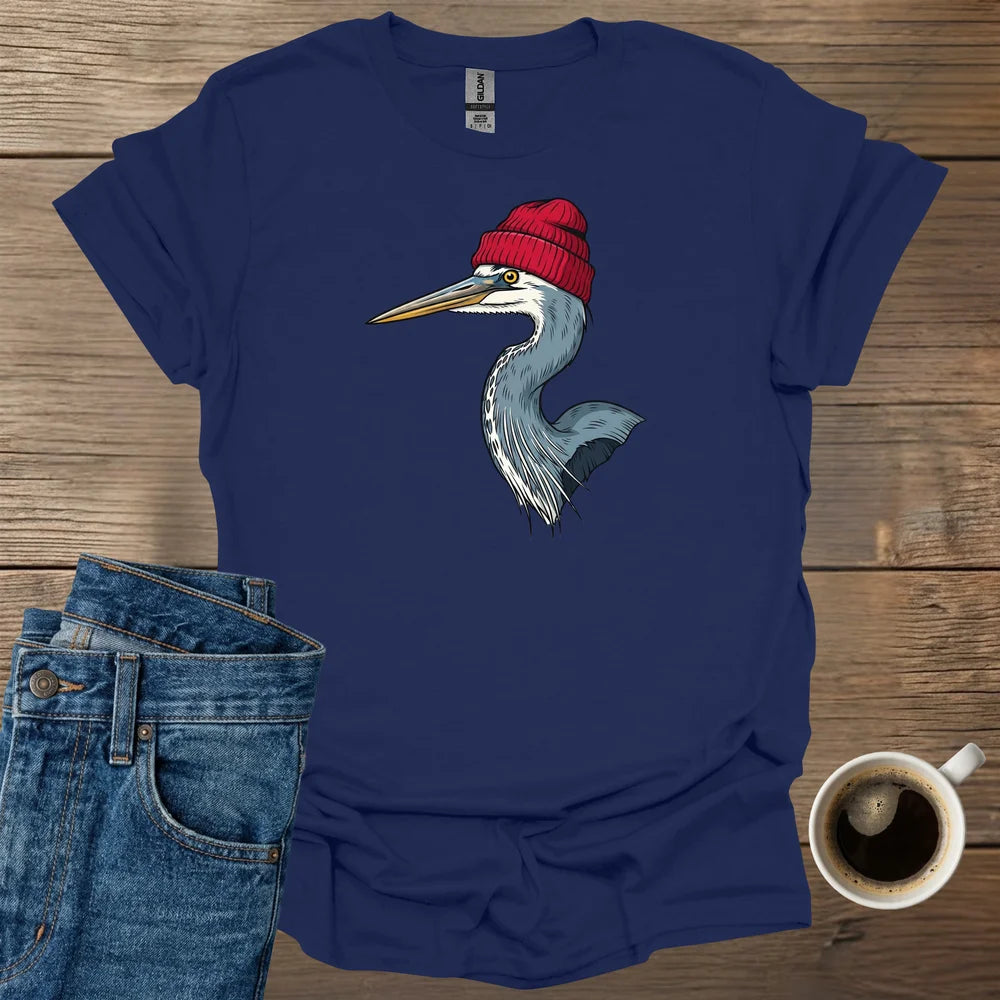 Blue Heron Red Wool Hat T-Shirt