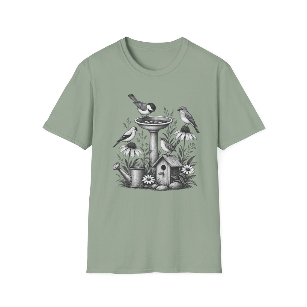 Vintage Bird Bath Garden T-Shirt