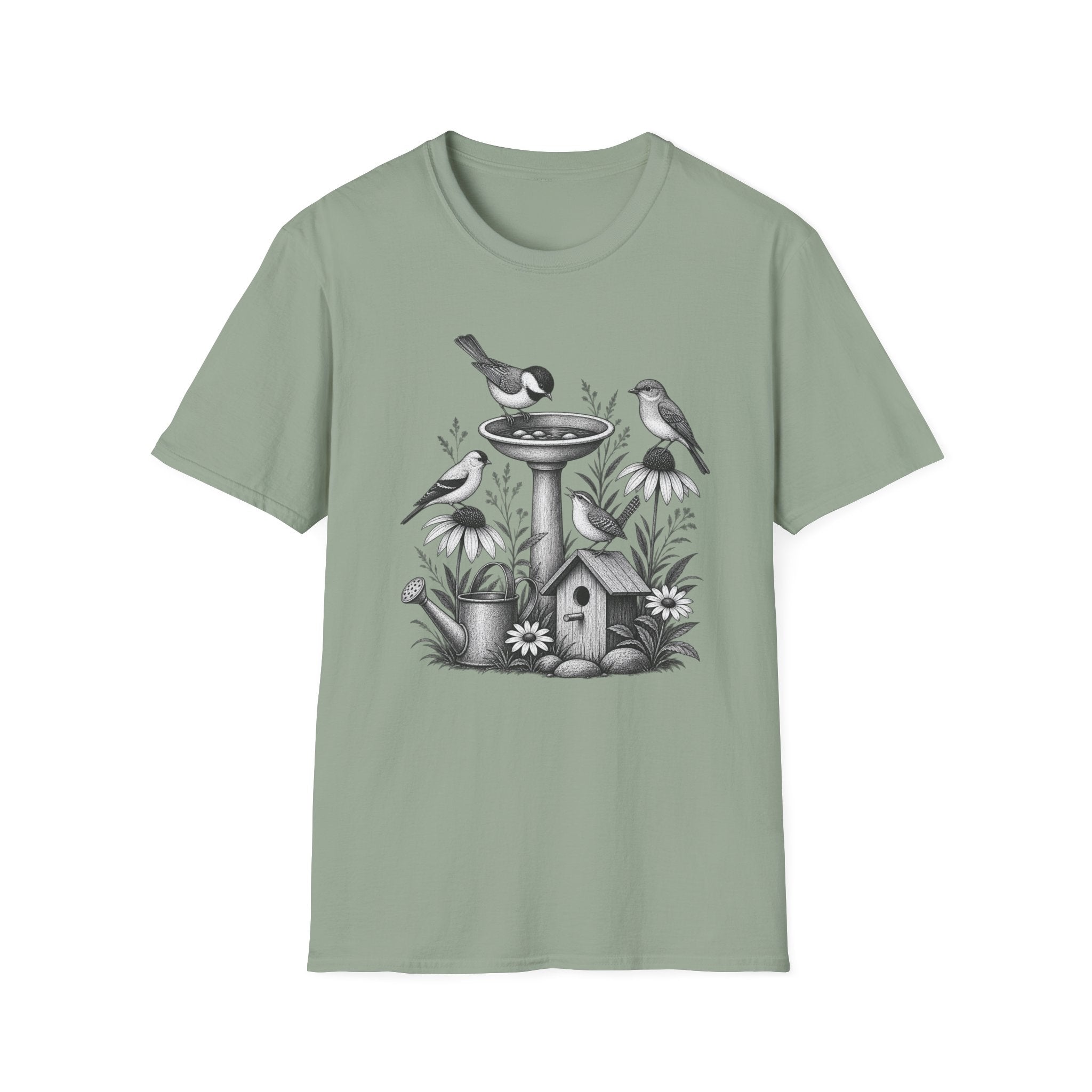 Vintage Bird Bath Garden T-Shirt