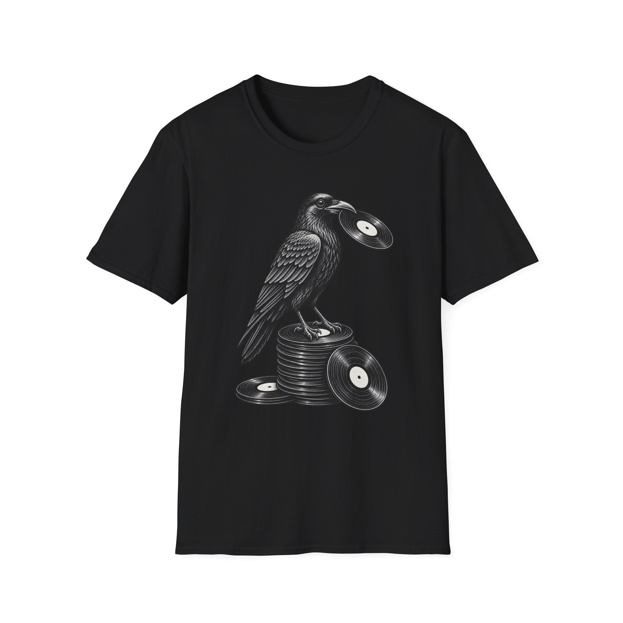 Crow Standing on Vinyl T-Shirt