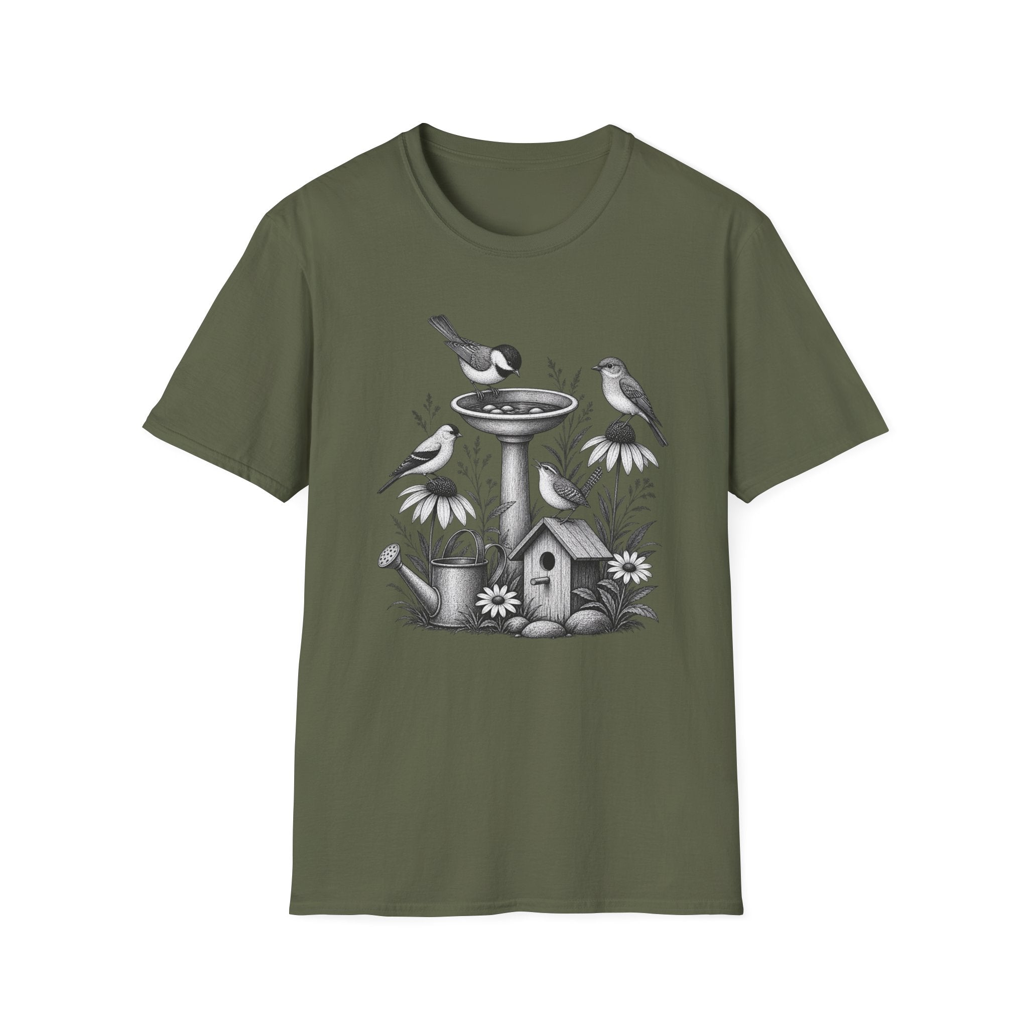 Vintage Bird Bath Garden T-Shirt