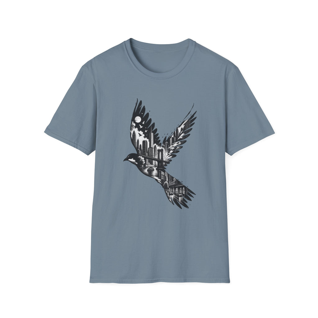New York Cityscape Bird in Flight T-Shirt