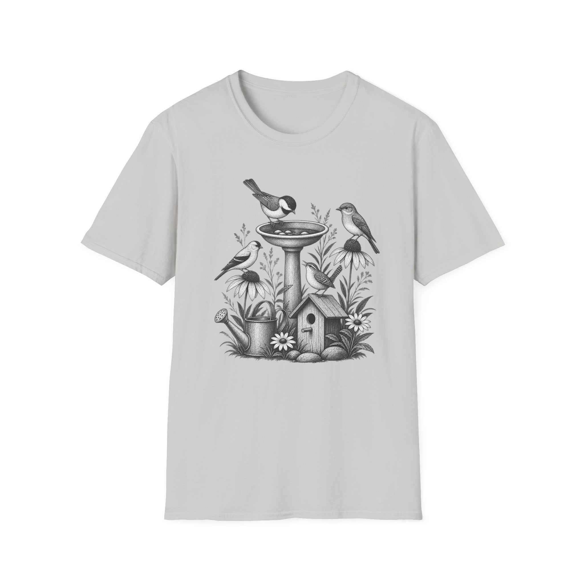 Vintage Bird Bath Garden T-Shirt
