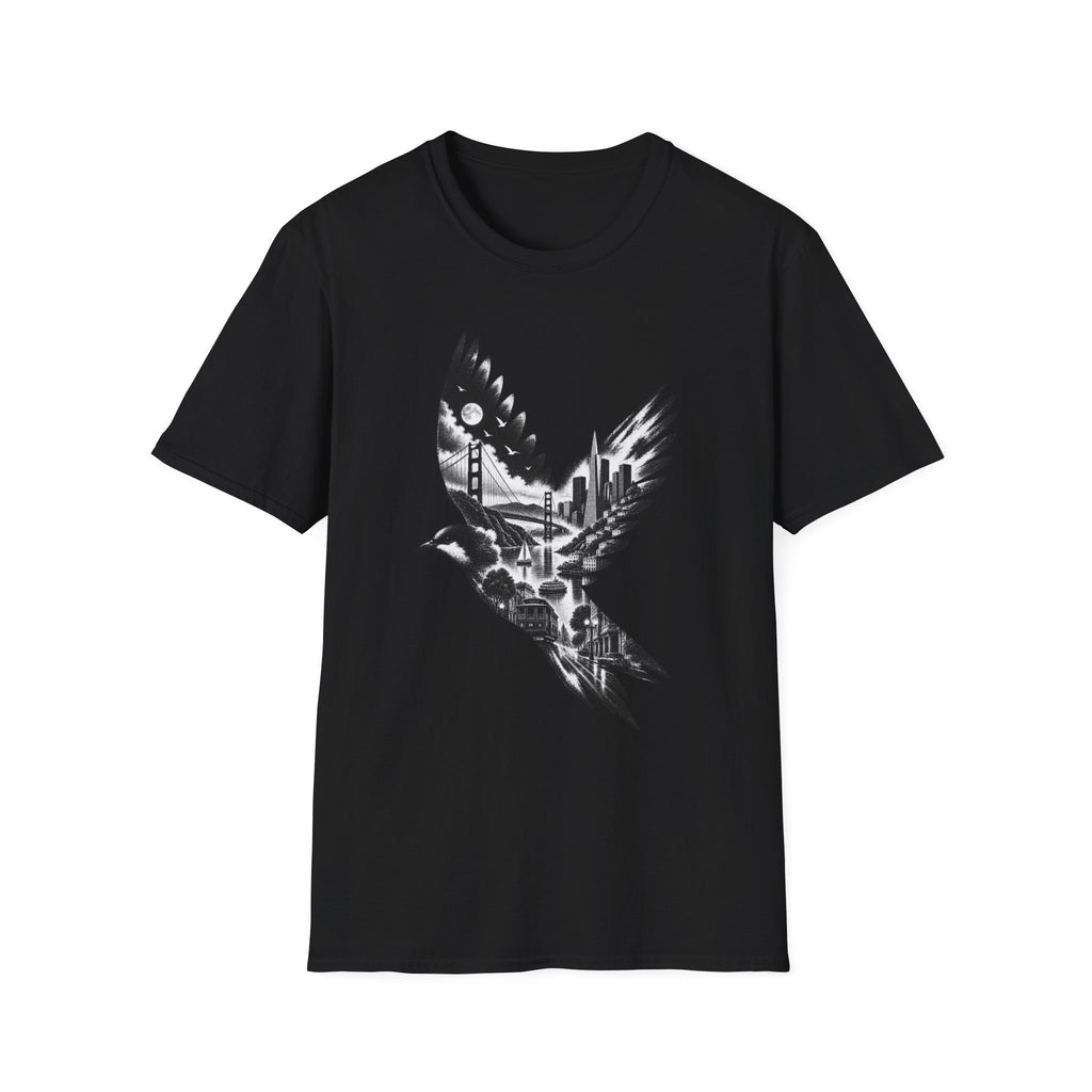 San Francisco Cityscape Bird in Flight T-Shirt
