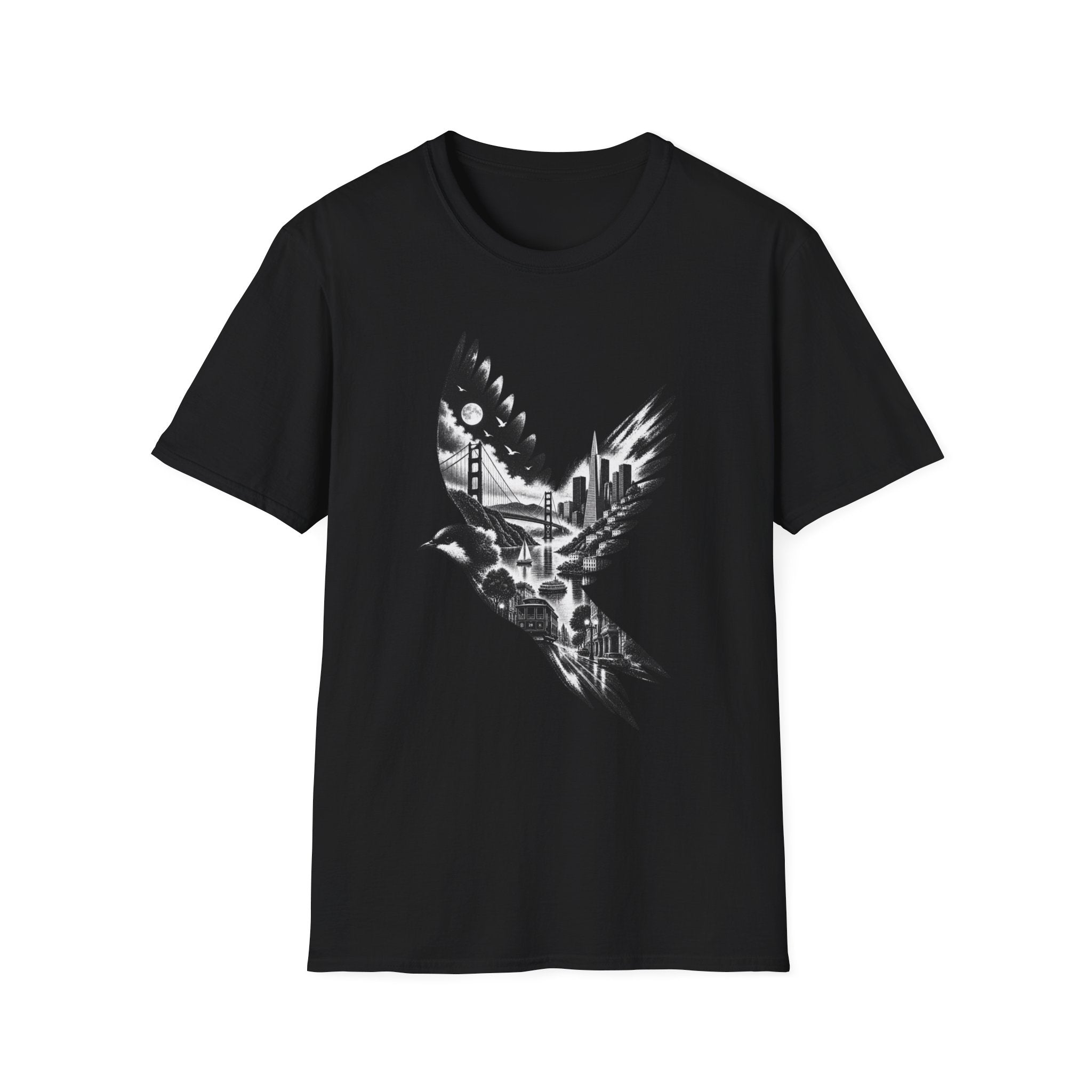 San Francisco Cityscape Bird in Flight T-Shirt