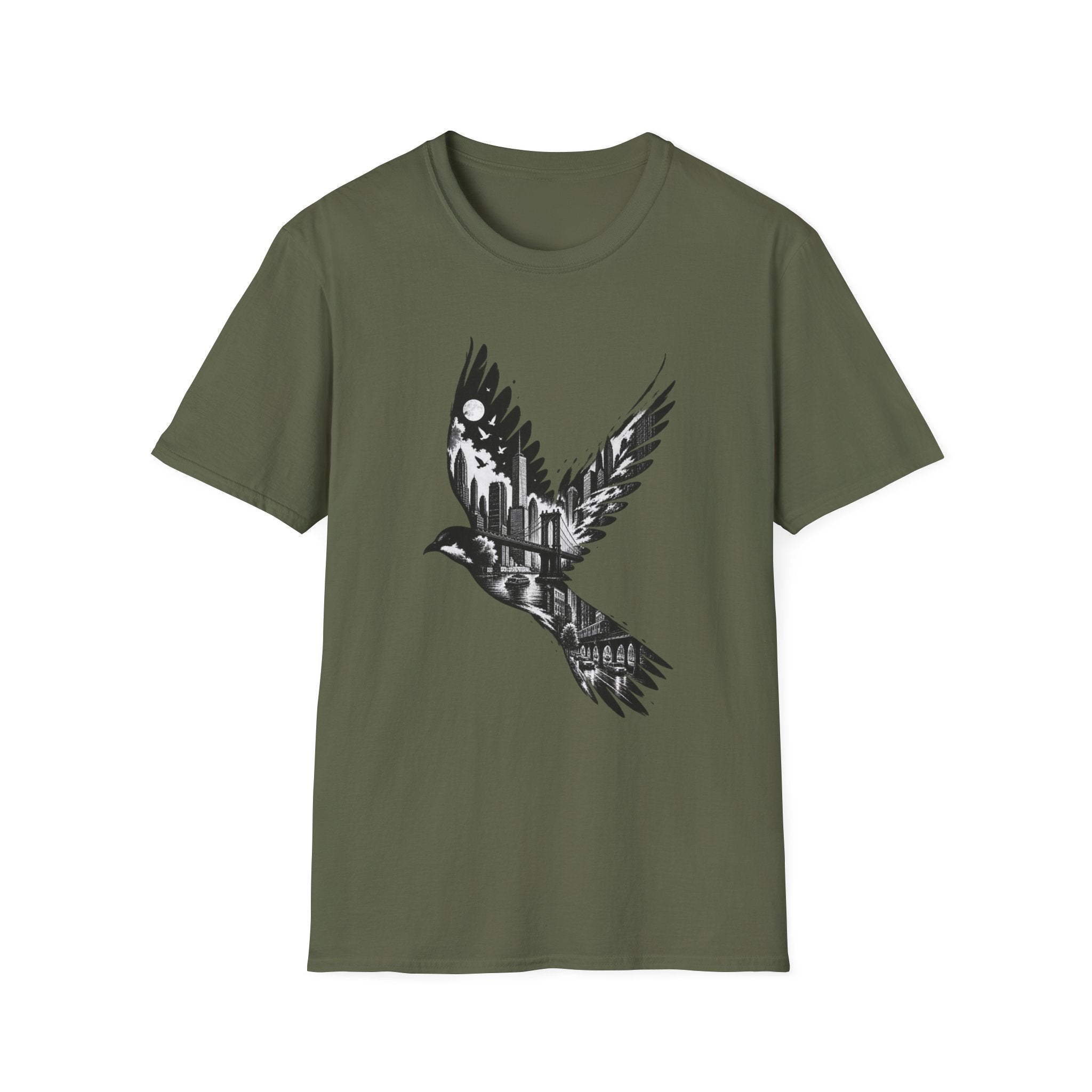 New York Cityscape Bird in Flight T-Shirt