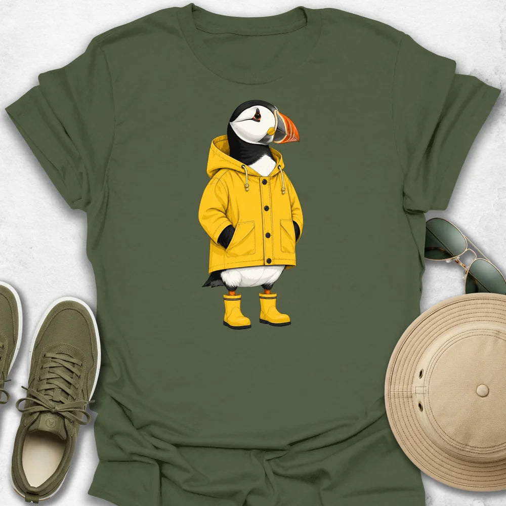 Puffin in Yellow Rain GearT-Shirt
