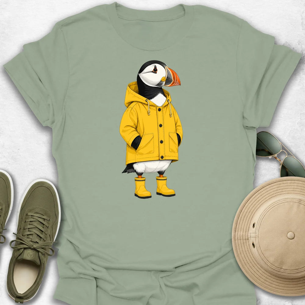 Puffin in Yellow Rain GearT-Shirt