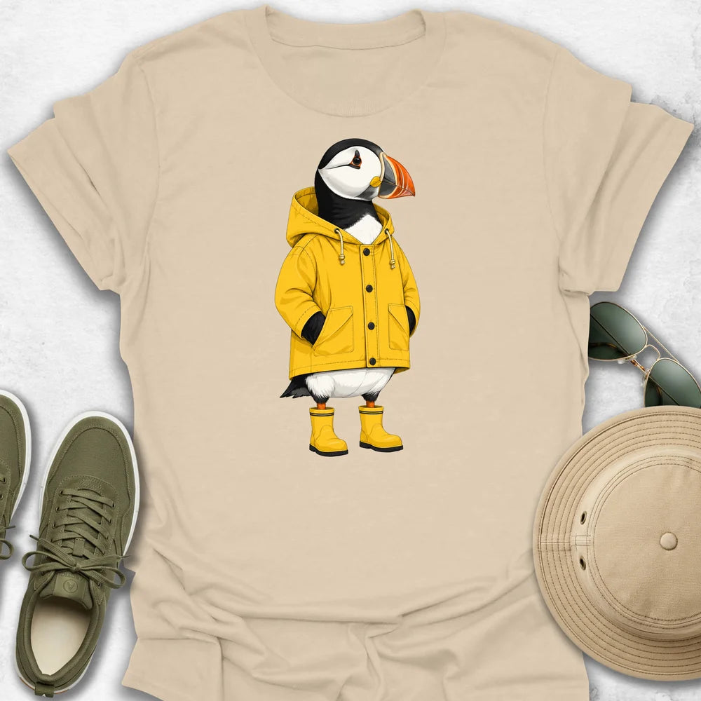 Puffin in Yellow Rain GearT-Shirt