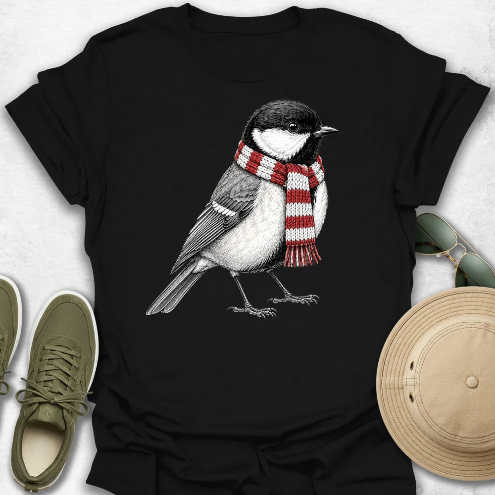 Great Tit with a Cozy Scarf T-Shirt