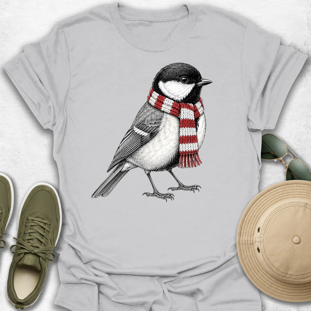 Great Tit with a Cozy Scarf T-Shirt