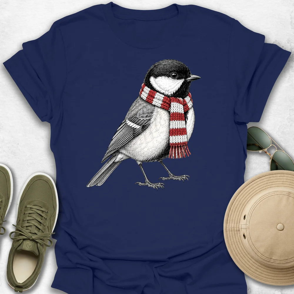 Great Tit with a Cozy Scarf T-Shirt