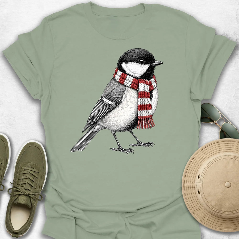 Great Tit with a Cozy Scarf T-Shirt